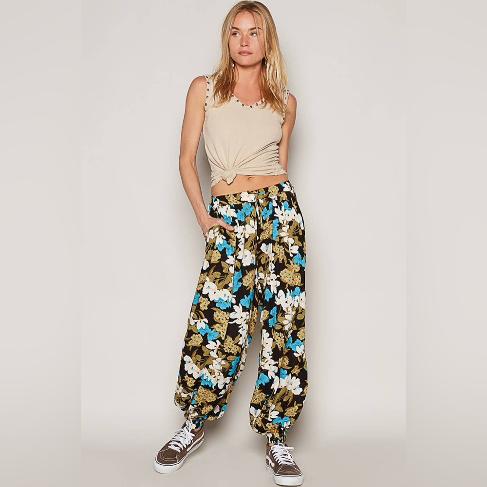 POL Floral Boho Print Women's Harem Joggers